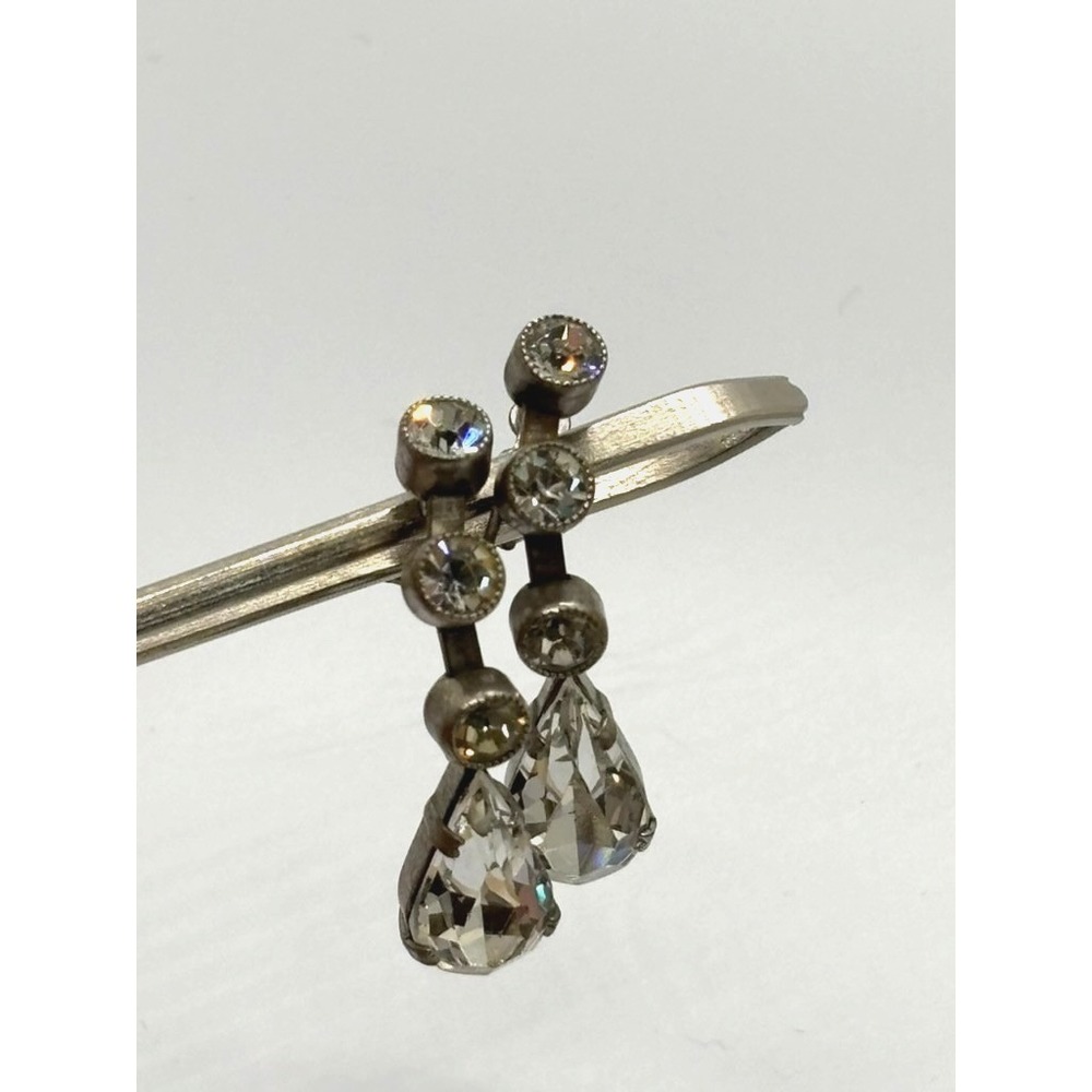 Vintage Rhinestone Earrings in Silver‎ Tone Screwback